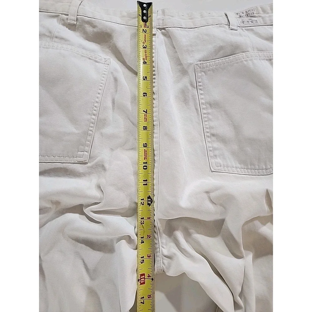 Vtg 90's Polo Ralph Lauren Dungarees White Canvas Workwear Utility Pants‎ 41X29